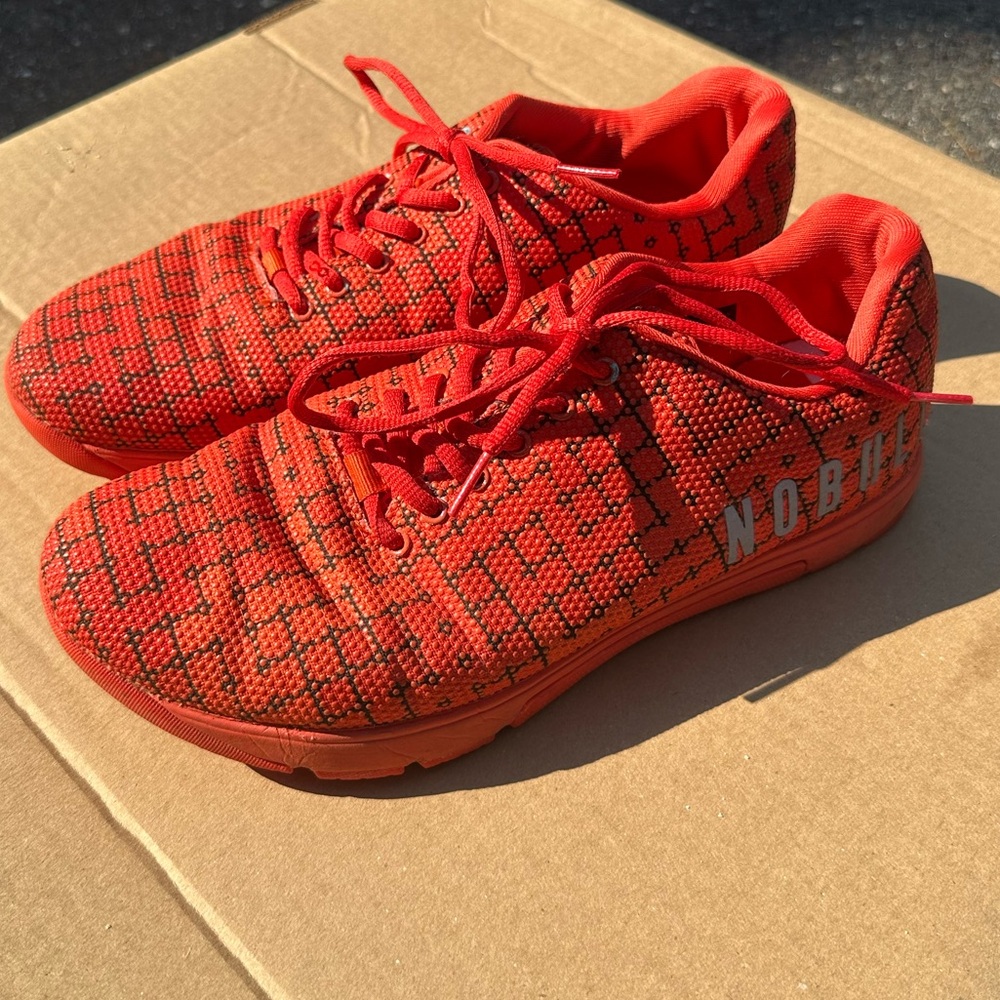 NOBULL Men's Orange and Black Superfabric Trainers Size 10.5